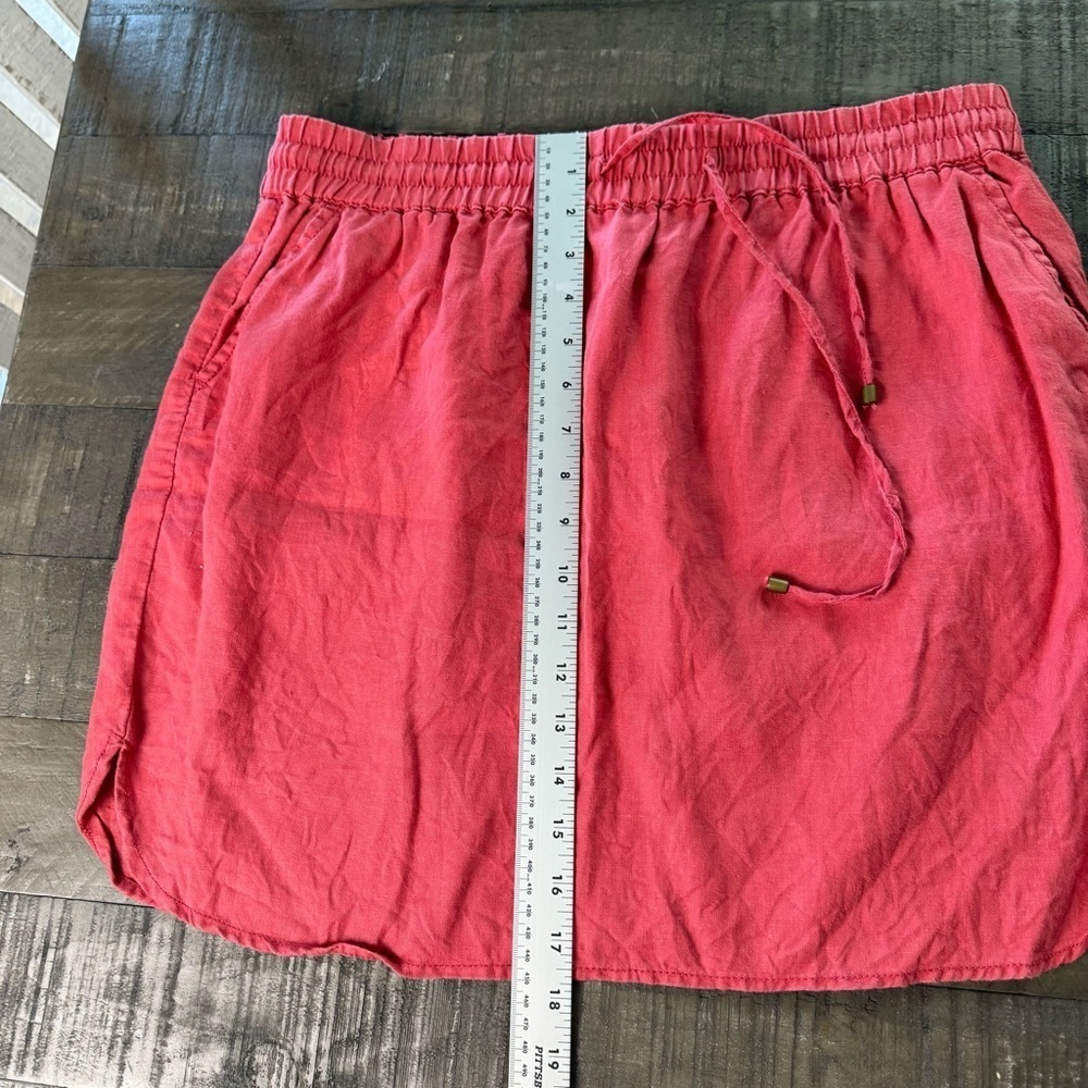 Willi Smith Coral 100% Linen Skirt Size Large Pockets Drawstring Waist - Picture 8 of 9